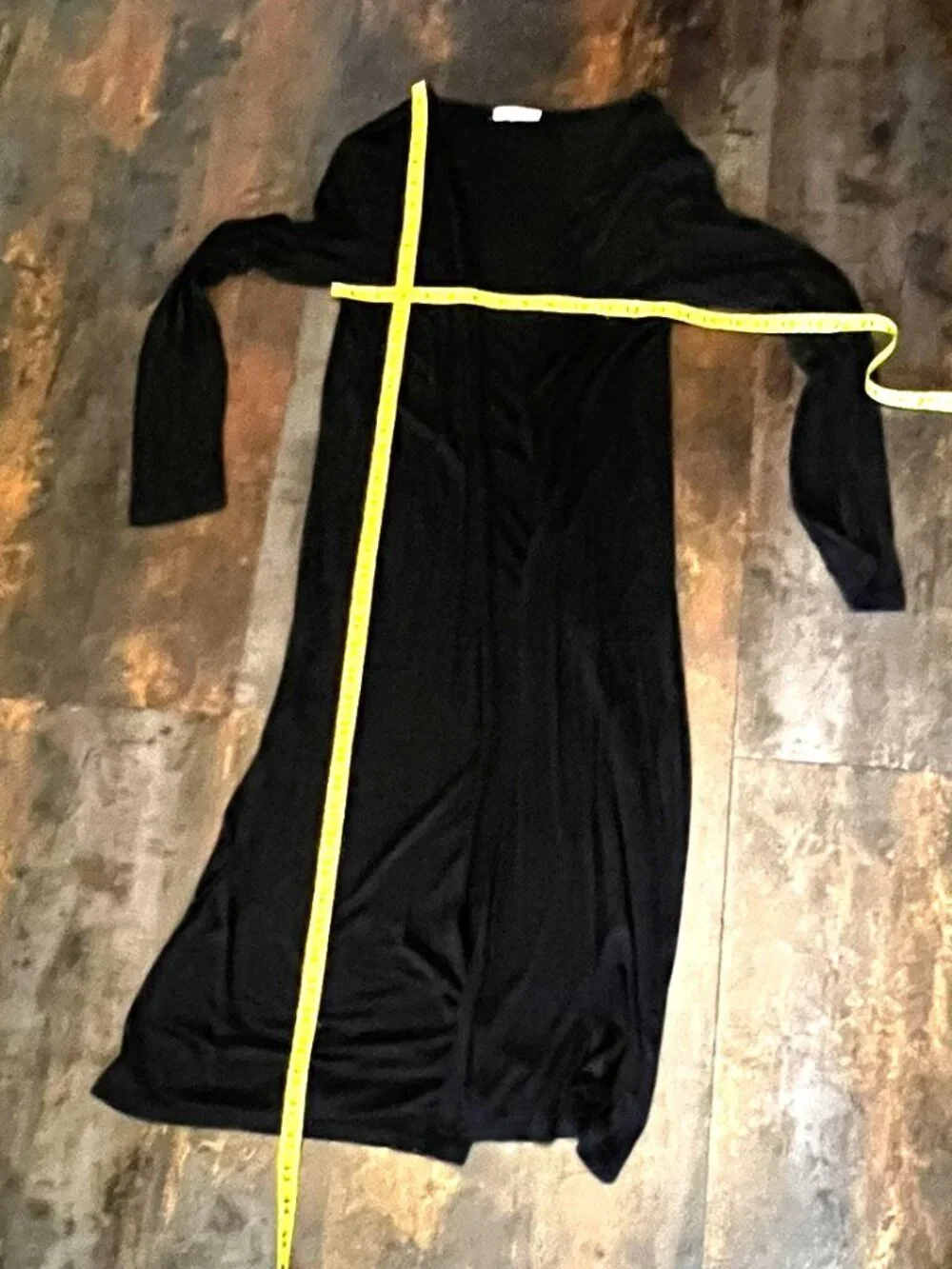 Zenana Outfitters Sheer Black Chico Long Sleeve Open Front Midi Duster, Size S